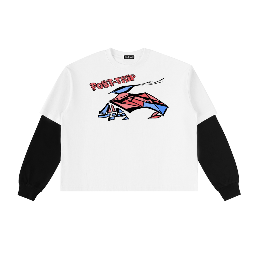Layered Contrast Sleeve Cotton T-Shirt