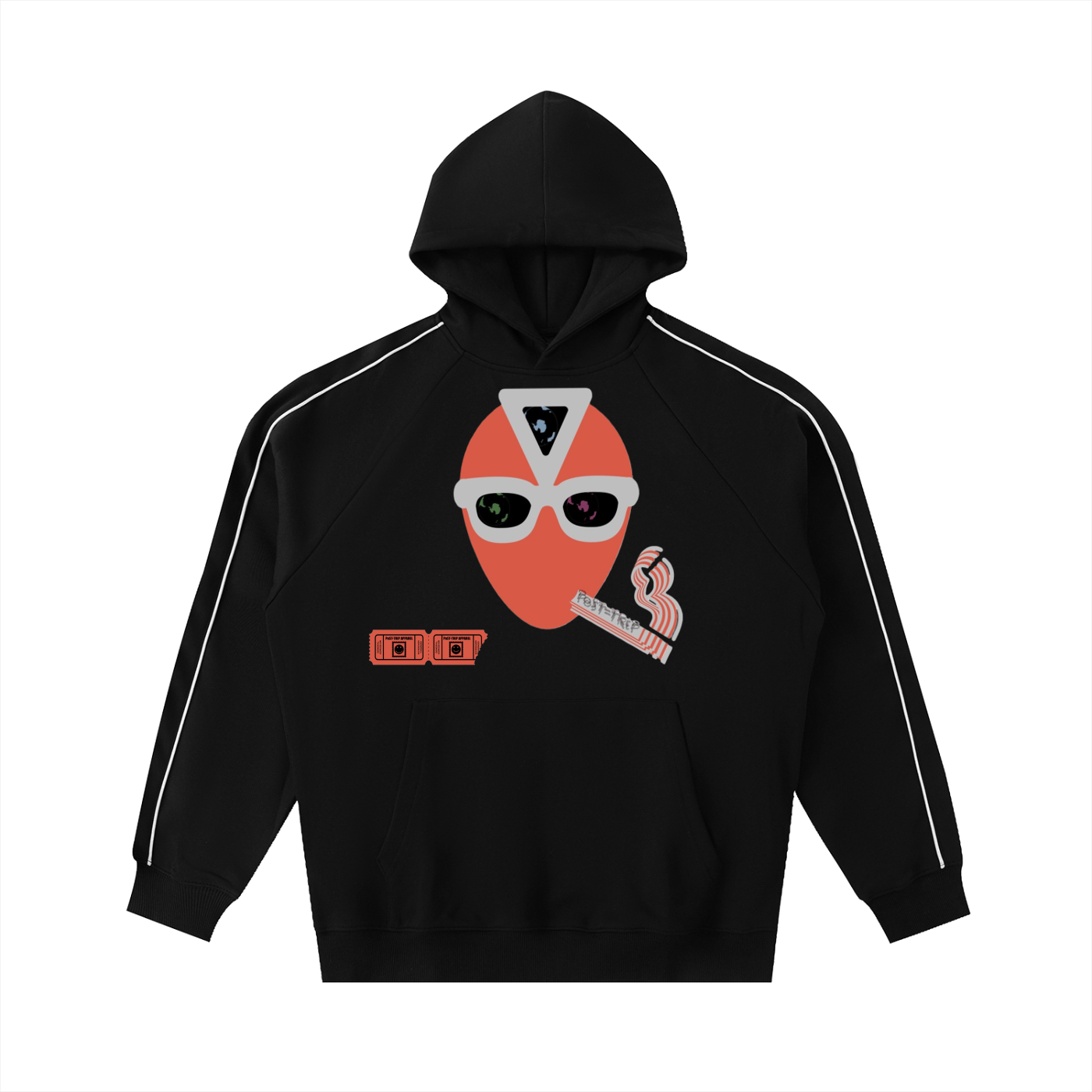 Contrast Piping Raglan Hoodie